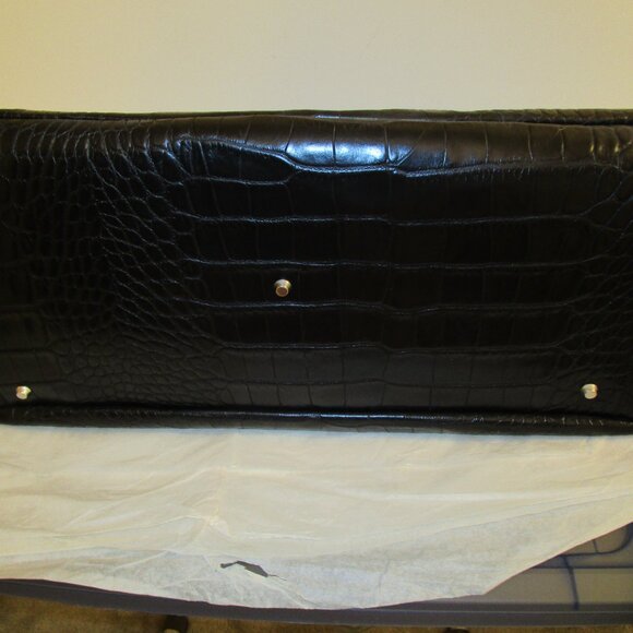 Talbots 2002 Black Croco-Embossed Large Travel Bag - Picture 6 of 9